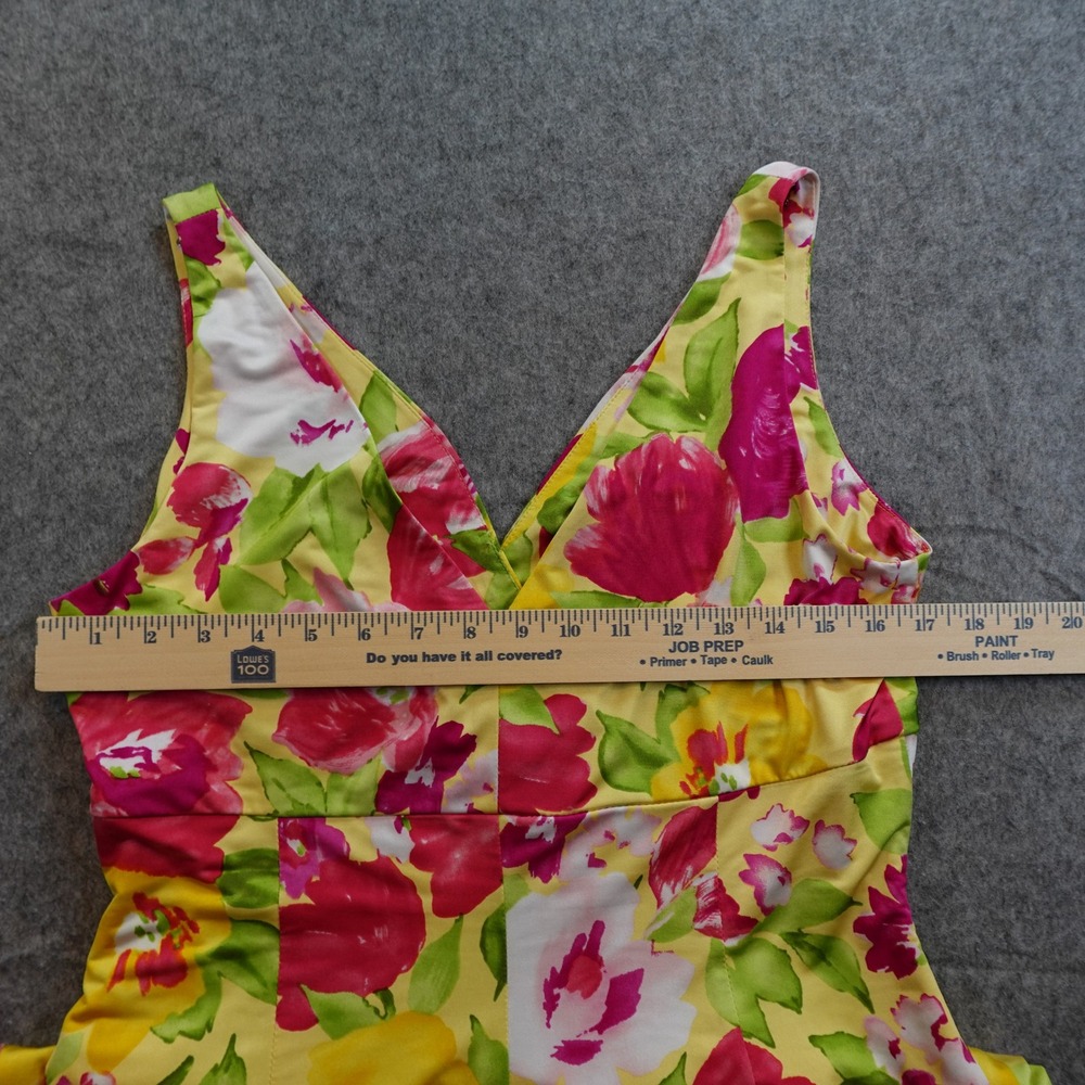 Ralph Lauren Dress Women Small/Medium? Yellow Floral VNeck Sleeveless Midi - Picture 5 of 9